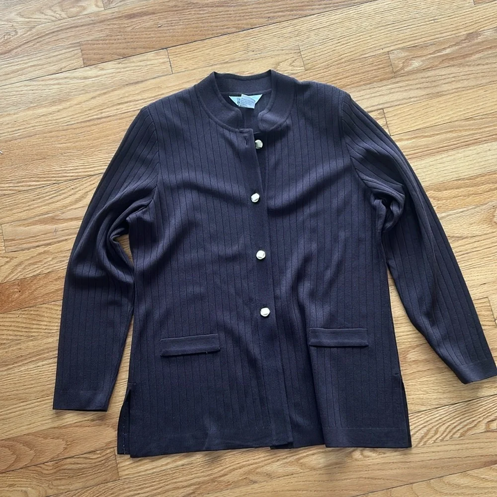 Women’s Misook Brown Button up Sweater Size M - Picture 3 of 6